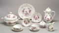 103Piece Hutschenreuther Magenta Dresden Pattern Porcelain Partial Dinner Service