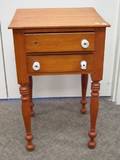 Late Federal Red Stained Wavy Birch and Maple TwoDrawer Stand
