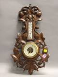 Early 20th Century Carved Walnut Wall Barometer