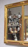 Neoclassical Carved Giltwood and Etched Glass Threepart Overmantel Mirror