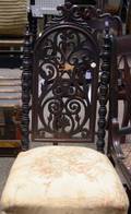 Gothic Revival Upholstered Carved Walnut Slipper Chair