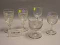 Eleven Colorless Pressed Pattern Glass Goblets and a Footed Bowl