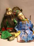 Two Chinese Carved and Painted Wooden Marionette Puppets