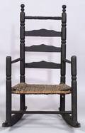 Black Painted Slatback Armchair on Rockers