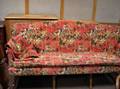 Country Colonial Revival Upholstered Highback Maple Settee