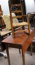 Federal Cherry Dropleaf Table and a Childs Maple and Birdseye Maple Ladderback rocker