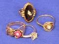 Retro 14kt Gold and Gemstone Ring and Three Other Gemset Rings