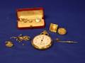 Excelsior GoldFilled Openface Pocketwatch Gold and MotherofPearl Dress Set and Findings