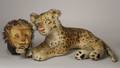 Steiff Mohair StudioSize Recumbent Ocelot and Lion Trophy Head