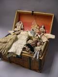 Dolls Trunk and Contents with King Arthurs Court Marionettes