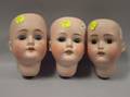 Three German Bisque Socket Doll Heads