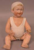 Bisque Head Baby with Molded Bonnet