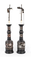 Pair of Chinese cloisonn table lamps