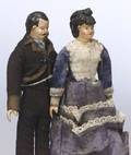Early Composition Male and Female Shoulder Head Dolls