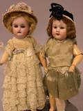 Two Small German Bisque Socket Head Dolls