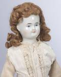 Wigged Biedermeier China Shoulder Head Doll
