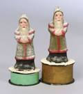 Two Small Father Christmas Candy Containers