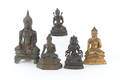 Five cast Buddha figures