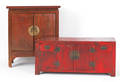 Two Chinese red lacquered cabinets