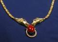 18kt Gold Diamond and Coral Necklace
