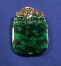 Bicolor 18kt Gold and Chloromelanite Jadeite Pendant Brooch