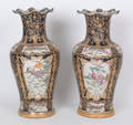 Pair of massive Chinese famille rose palace urns