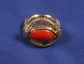 14k Gold and Red Coral Ring