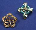 Two 14kt Gold Enamel and Diamond PendantPins