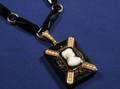 Victorian Onyx and Seed Pearl Pendant Necklace