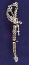 Art Deco Platinum Ruby and Diamond Brooch