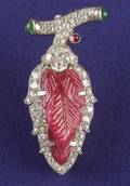 Art Deco Platinum Diamond and Gemset Pin
