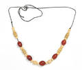 Chinese carved ivory and amber necklace