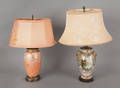 Two painted porcelain table lamps