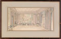 Interior pencil and crayon study signed  Robert von Egdorf