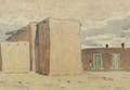 Allen Tucker American 18661939 Lot of Two Works on Paper Including Pueblo and Under the Awning