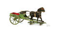 Mohair horse and cart pull toy