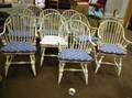 Set of Nine White Painted Windsor Continuousarm Chairs