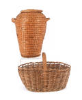 Lidded rye straw basket