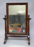 Small Mahogany and Maple Dressing Mirror in Stand