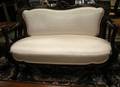 Victorian Rococo Silk Upholstered Carved Walnut Settee