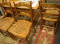 Set of Four Tiger Maple and Maple Side Chairs and a Mahogany Candlestand