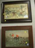 Framed George Busson Inn Courtyard Scene Print and an Oak Framed Blinks Hunt Scene Print