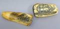 Two Scrimshaw Marine and Whaling Decorated Whales Teeth