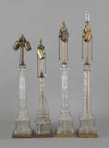 Four French colorless glass table lamps