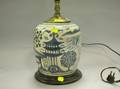 Chinese Export Porcelain Blue and White Jar Mounted as a Lamp