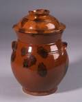 Covered Redware Crock