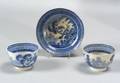Three Blue and White Transfer Decorated Staffordshire Tableware Items