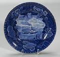 Historical Blue and White Transfer Decorated Staffordshire Plate