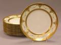 Set of Twelve Lenox Gilt and Enamel Decorated Dinner Plates