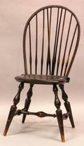 Wallace Nutting Windsor Brown Stained Maple Bowback Side Chair